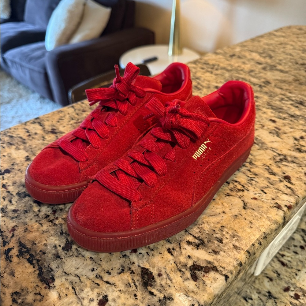 Puma Red Suede Sneakers